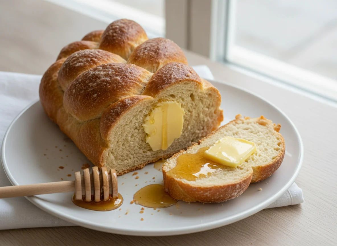 Zopf mit Butter und Honig photo