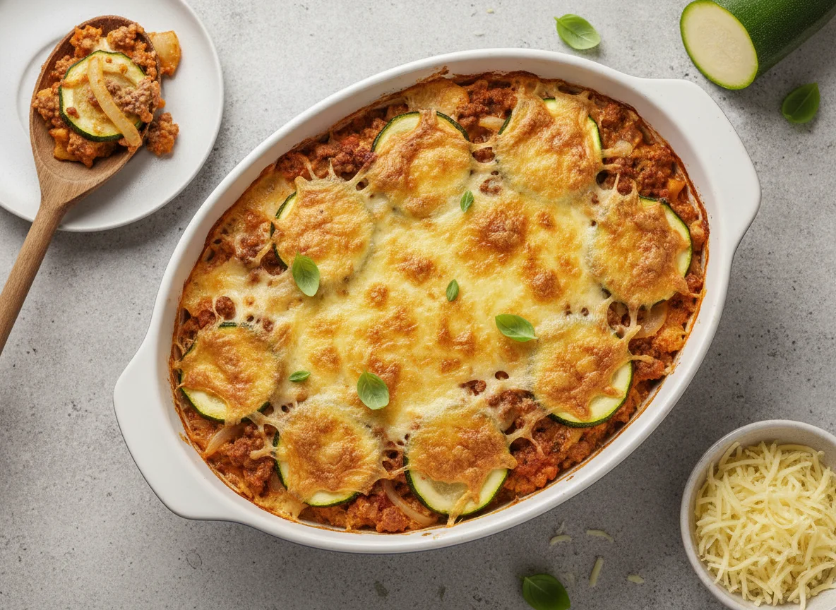 Zucchini-Hackfleisch-Auflauf mit Käse photo