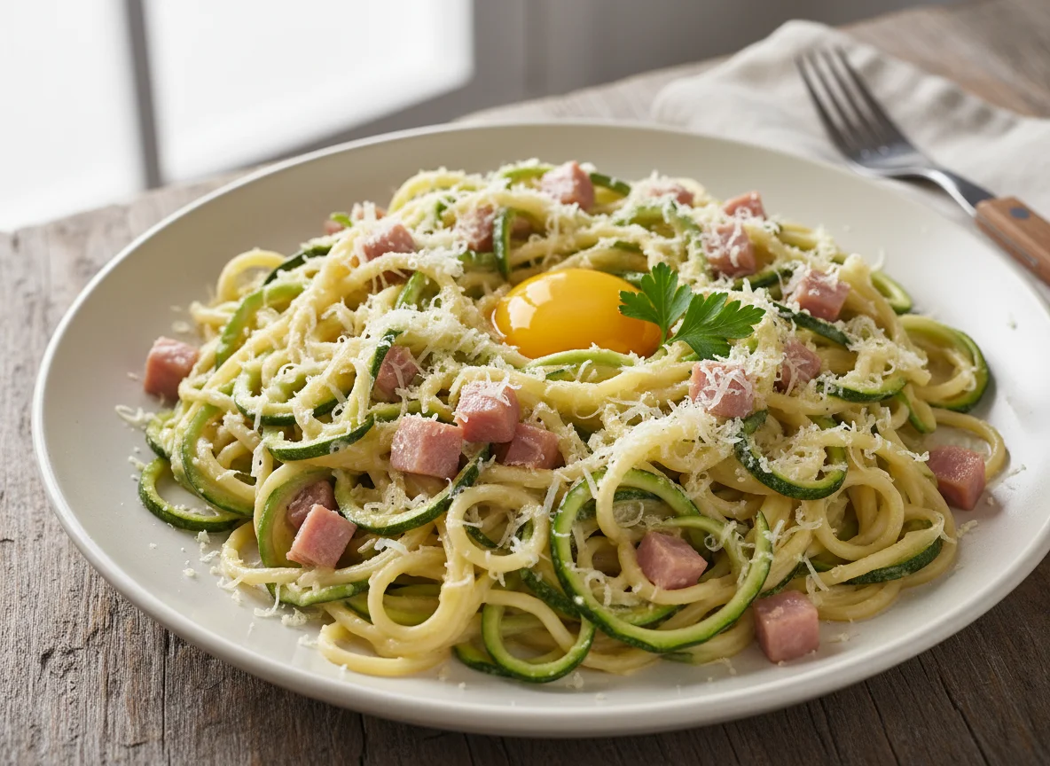 Zucchinispaghetti Carbonara photo