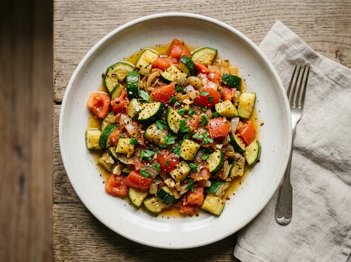 Zucchini-Tomaten-Gemüsepfanne photo