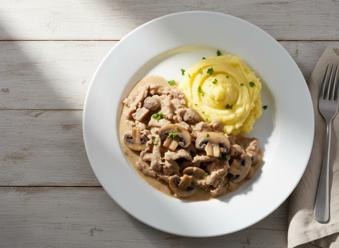 Zürcher Geschnetzeltes mit Kartoffelstock photo