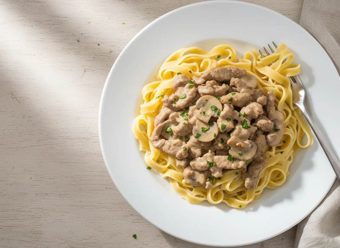 Zürcher Geschnetzeltes mit Nudeln photo