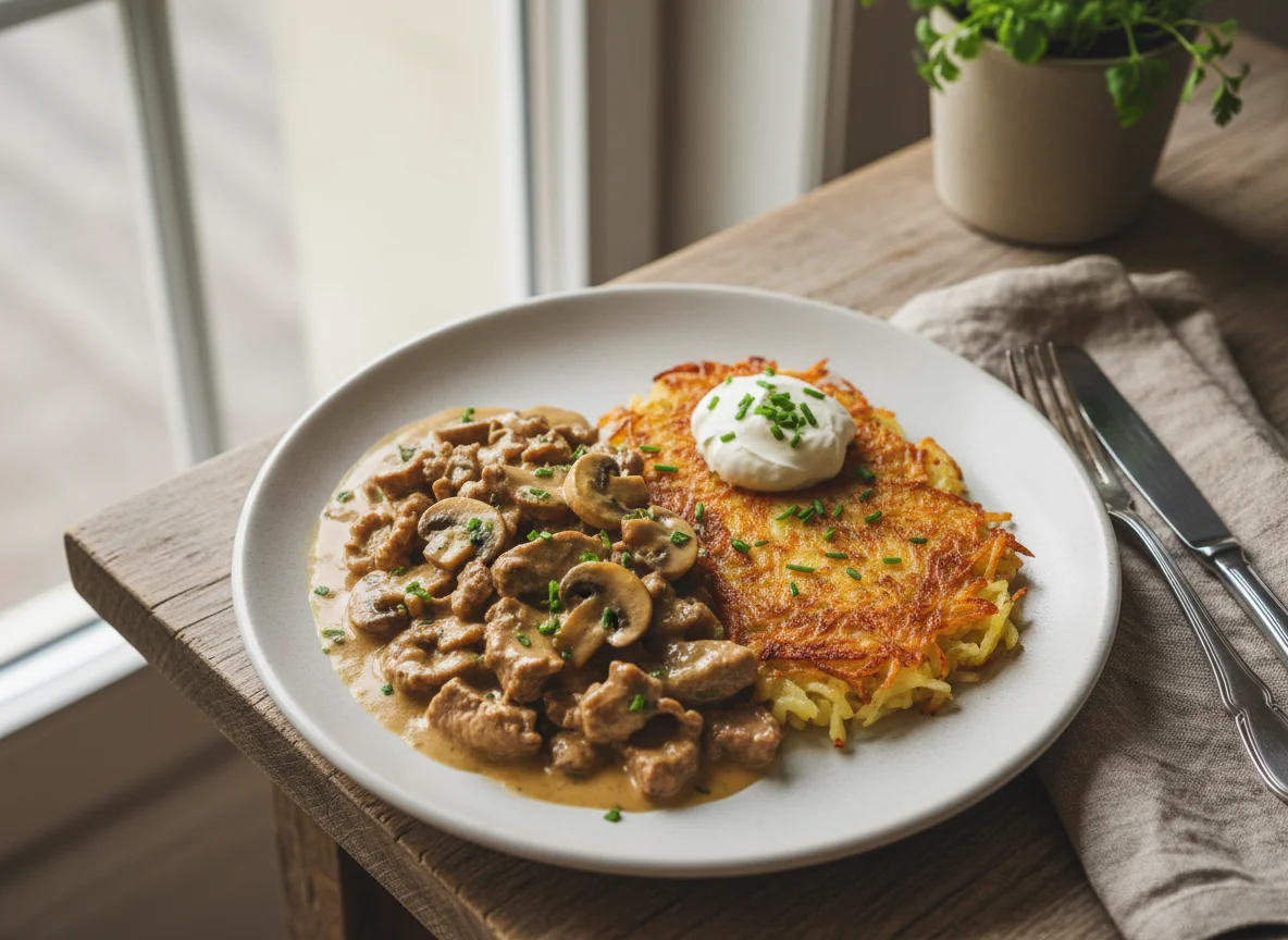 Zürcher Geschnetzeltes mit Rösti photo