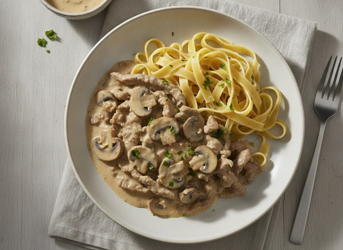 Zürcher Geschnetzeltes mit Tagliatelle photo