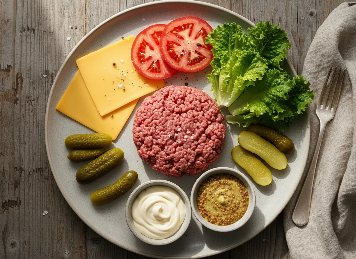Zutaten für Burger oder Salat photo