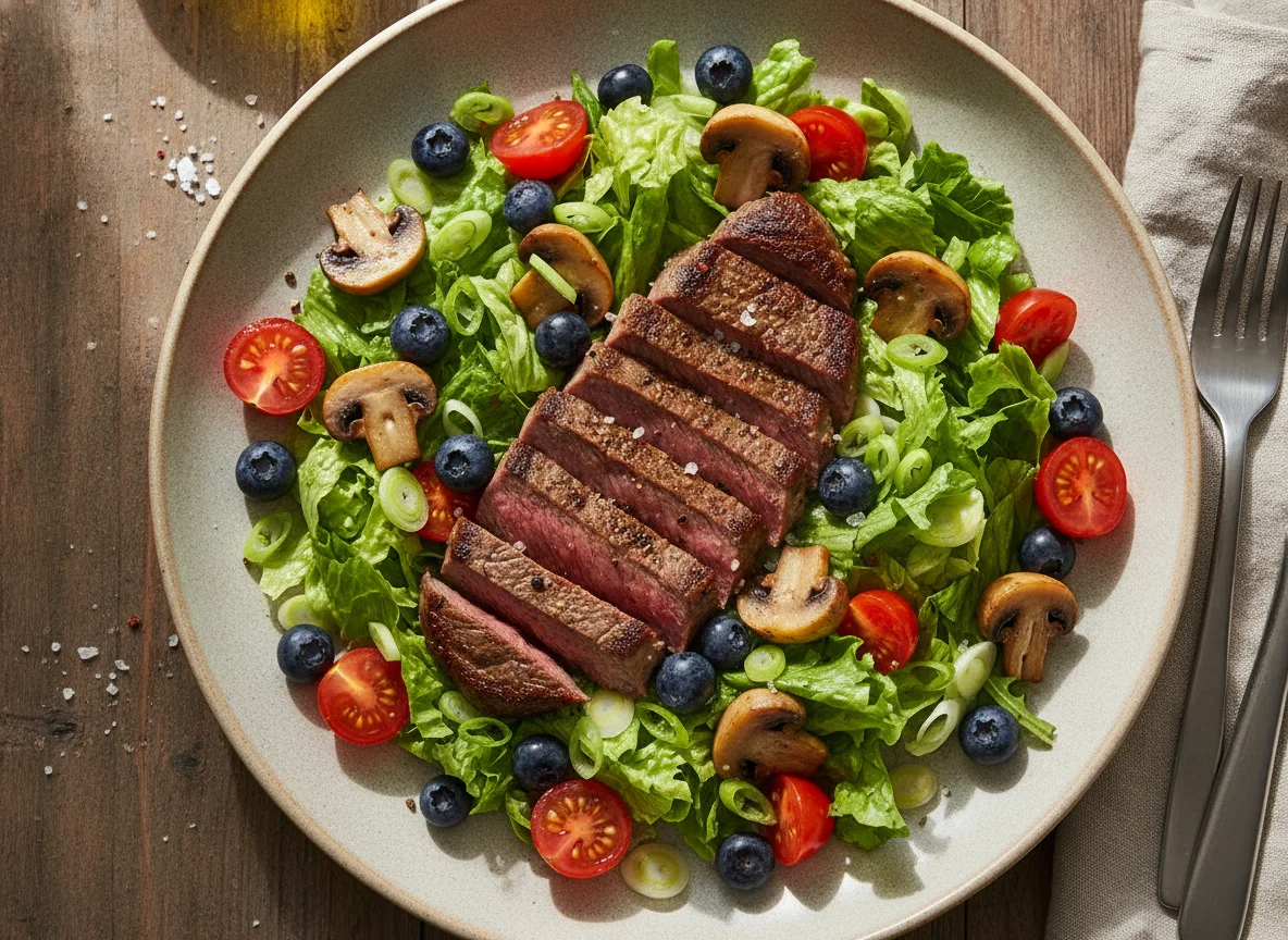 Zutaten für Salat mit Steak photo