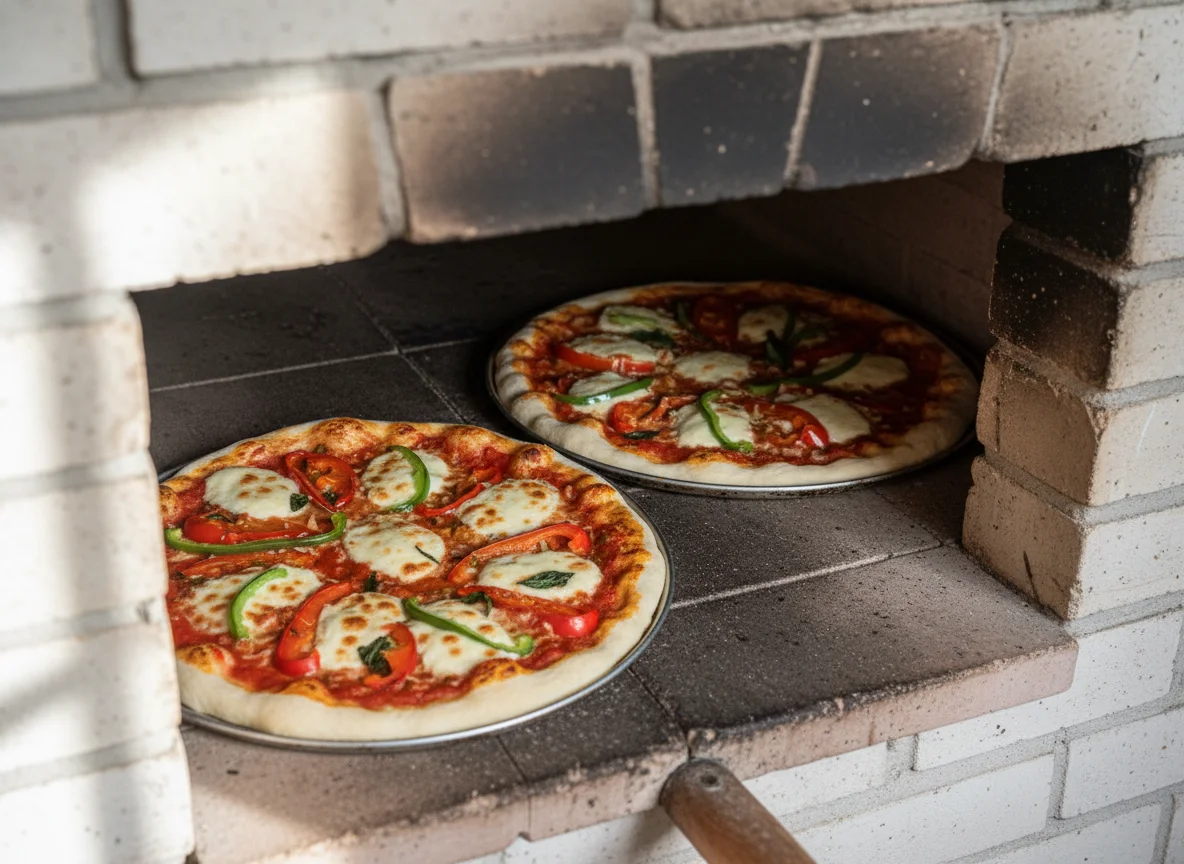 Zwei Pizzen im Ofen photo
