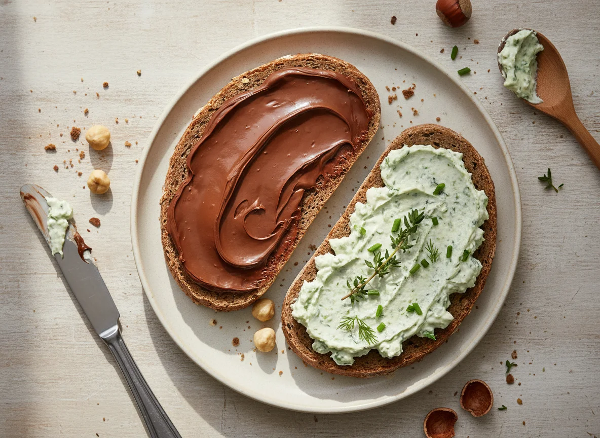 Zwei Scheiben Brot mit Aufstrich photo