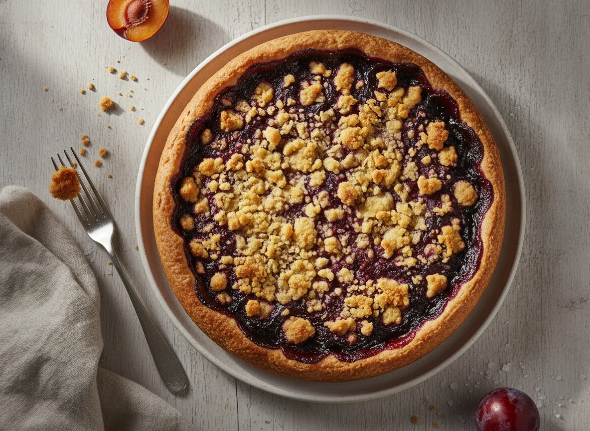 Zwetschgenwähe mit Streusel photo