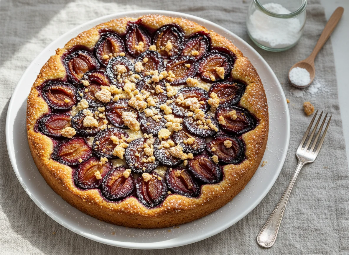 Zwetschkenkuchen mit Streuseln photo