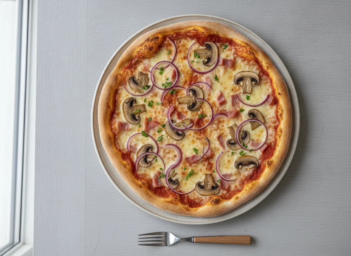 Zwiebel-Pilz-Pizza photo