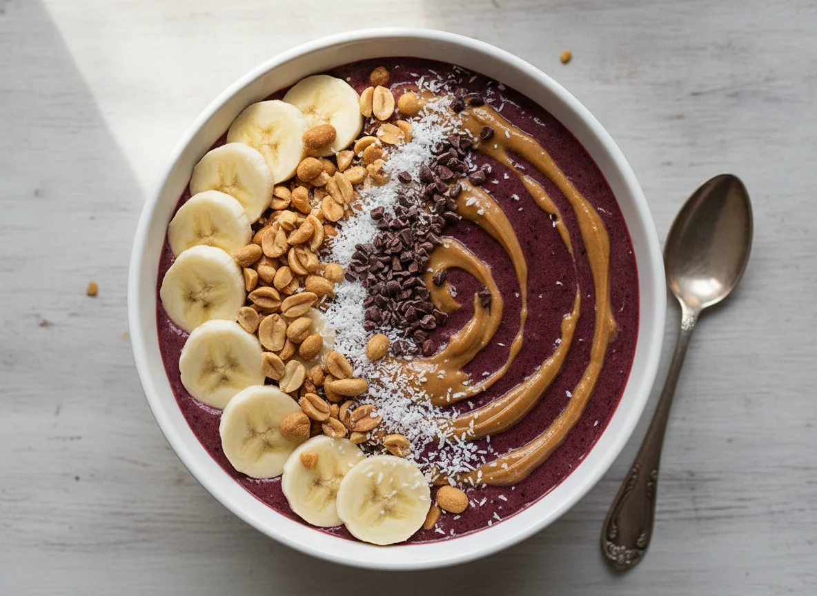 Acai Bowl with Banana and Peanut Butter photo