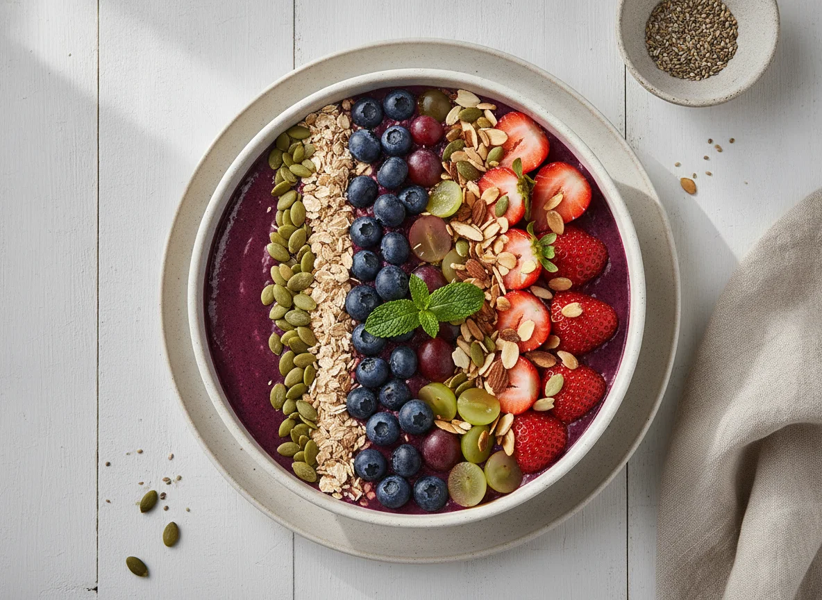 Acai Bowl with Berries and Seeds photo