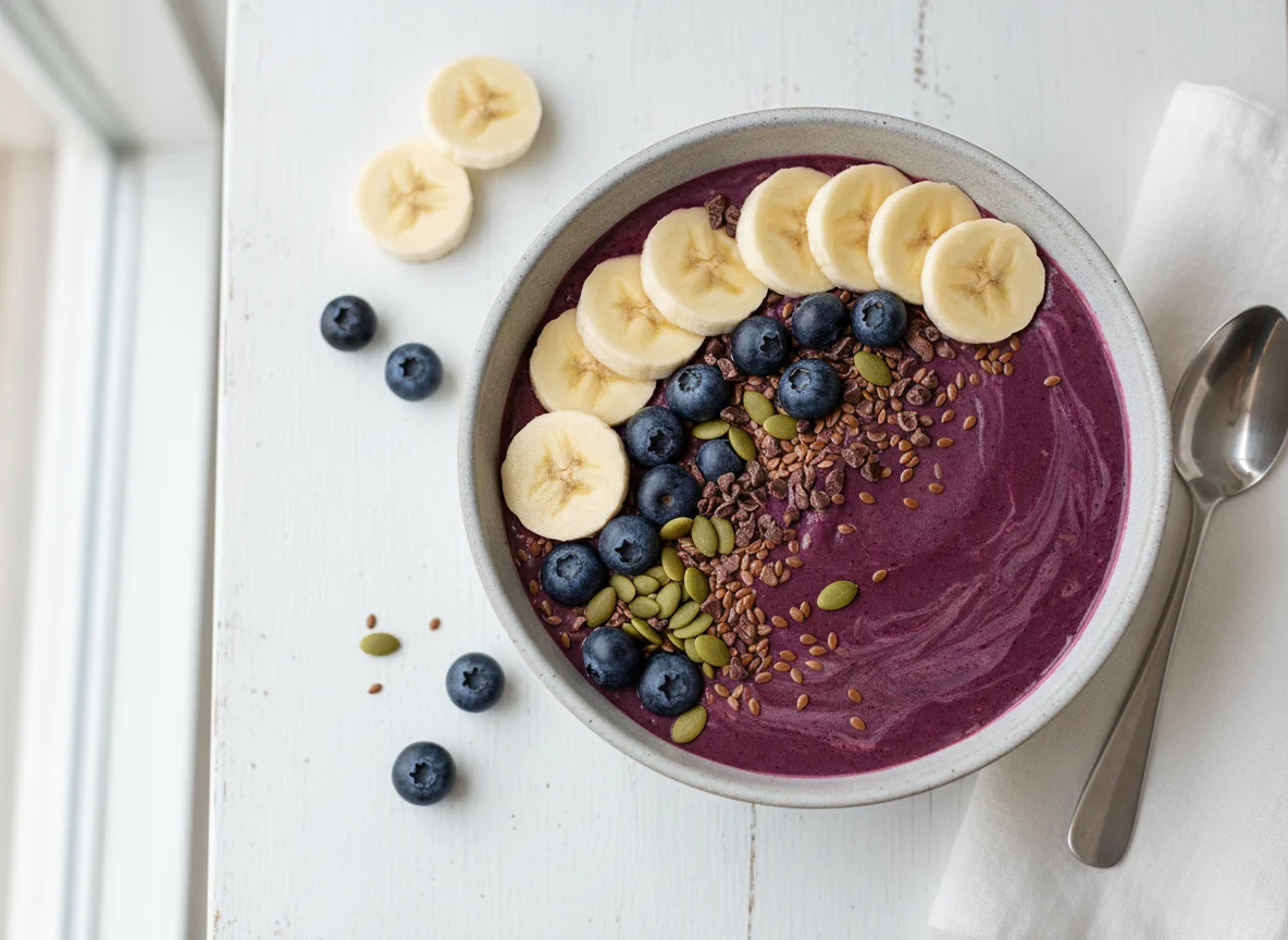 Acai Bowl with Fruits and Seeds photo