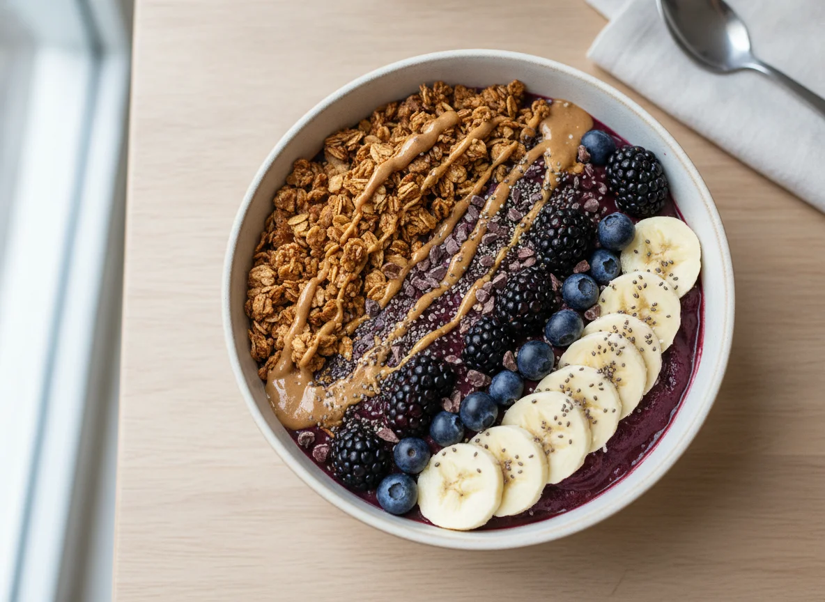 Acai Bowl with Granola and Fruit photo