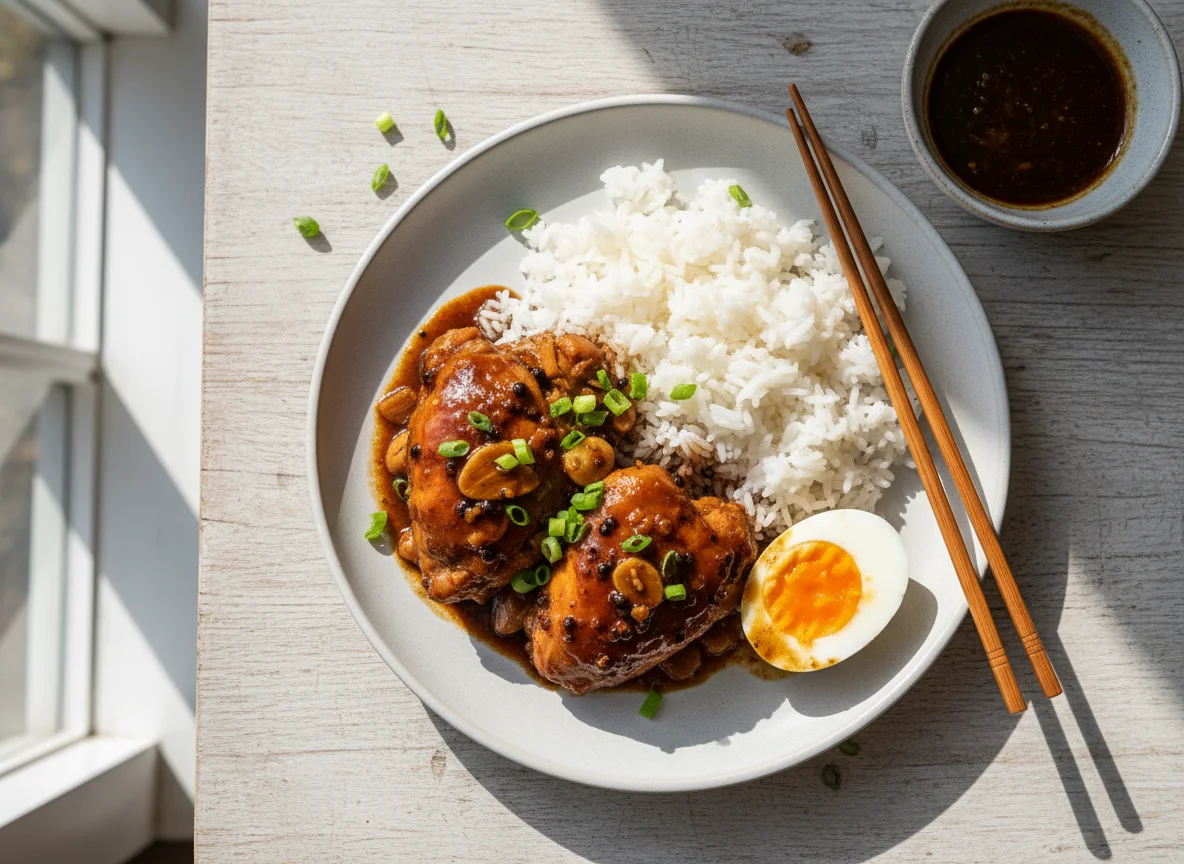 Adobo with Rice and Eggs photo