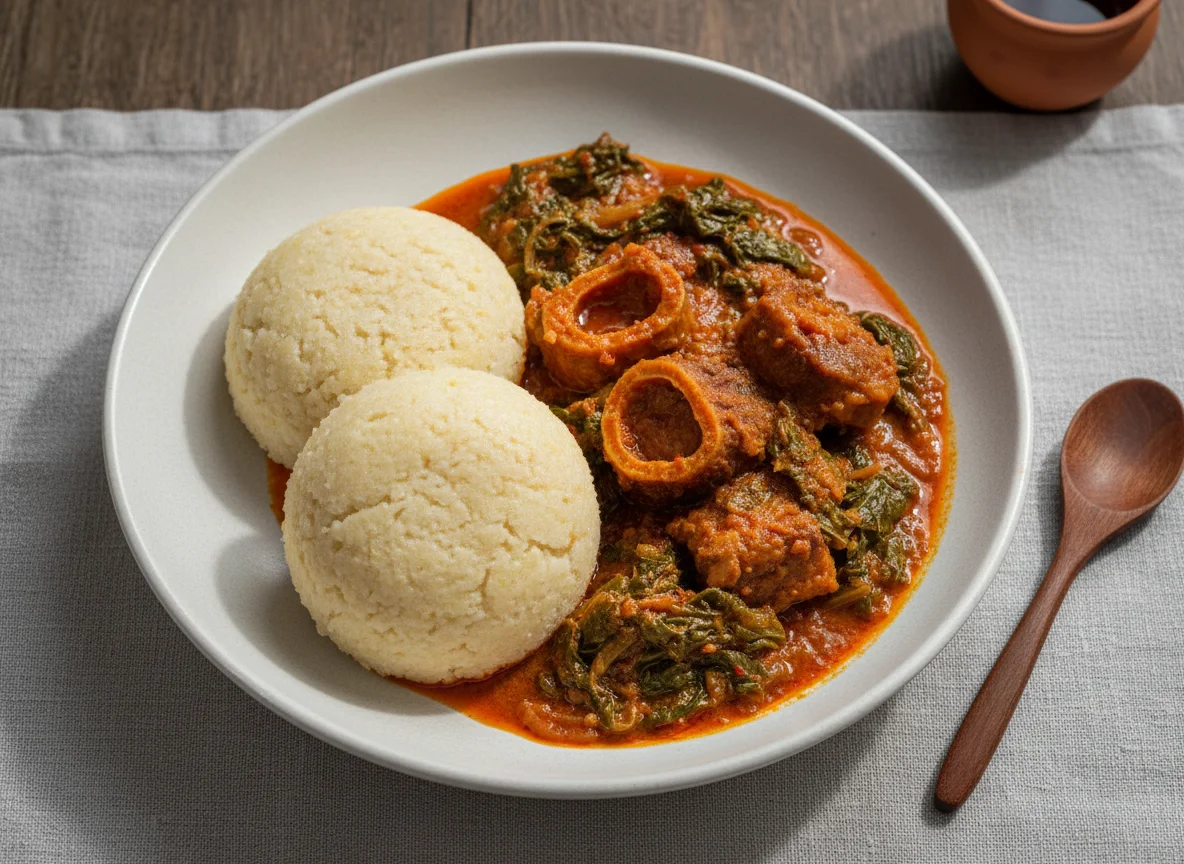 African Stew with Fufu and Greens photo