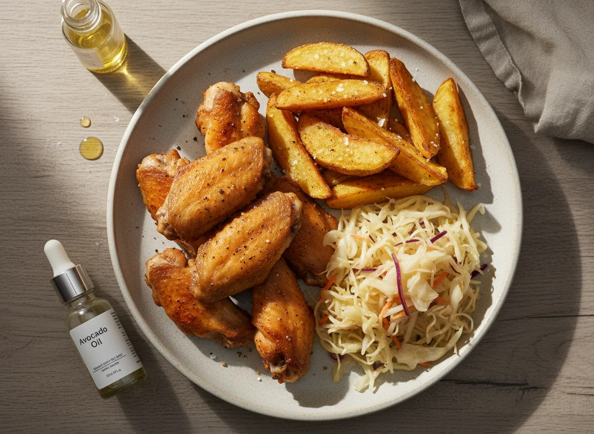 Air-fried Chicken Wings with Potatoes and Sauerkraut photo