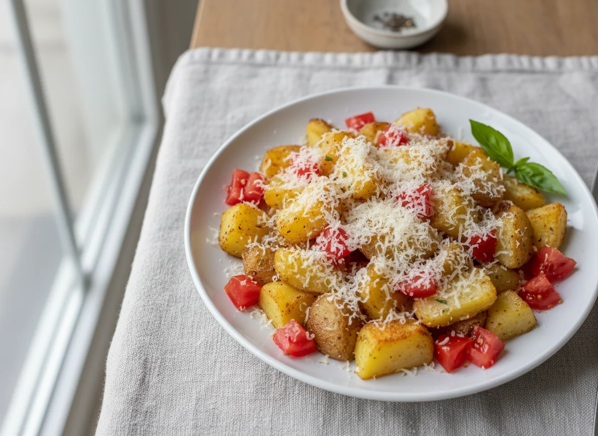 Air-fried Potatoes with Tomatoes and Parmesan photo