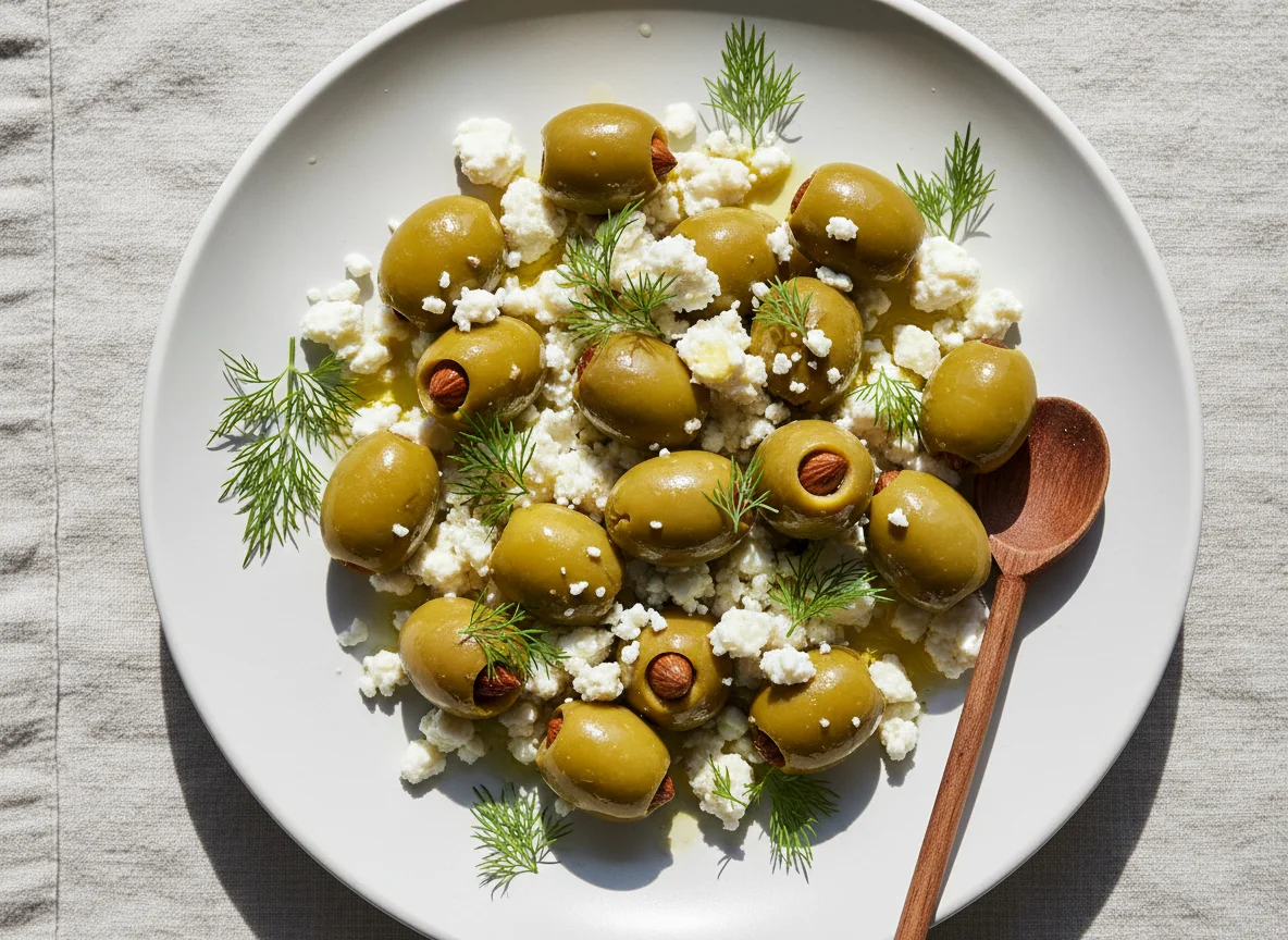 Almond Stuffed Olives with Feta and Dill photo