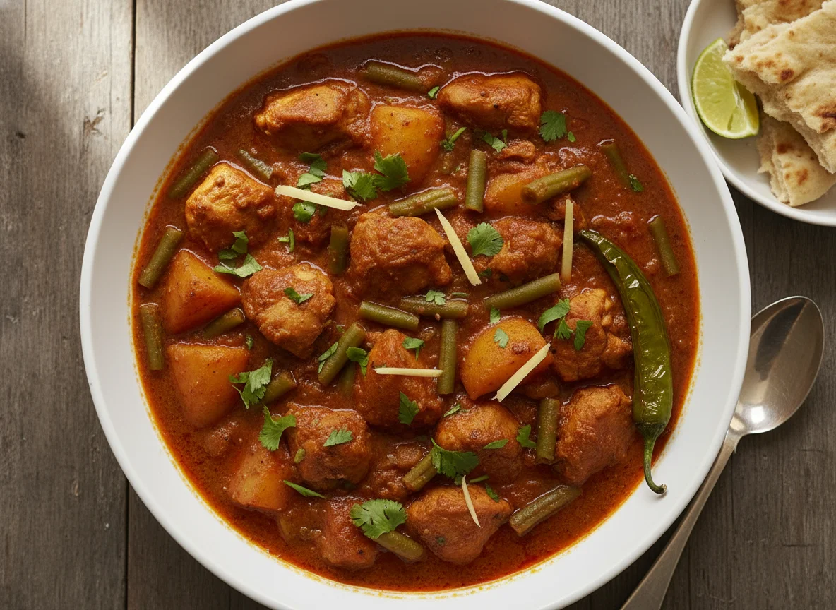 Aloo Gosht with Green Beans photo