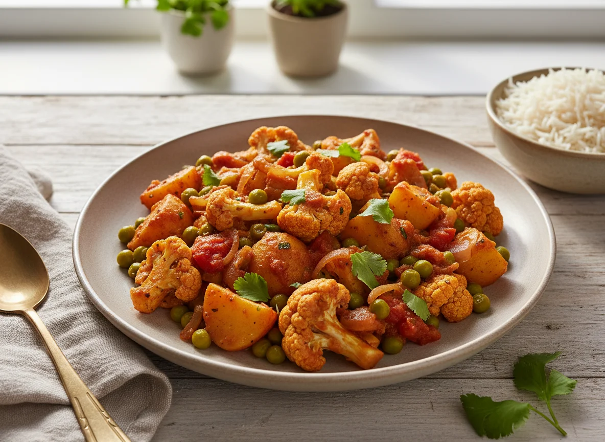 Aloo Matar Gobi (Potato, Peas, Cauliflower Curry) photo