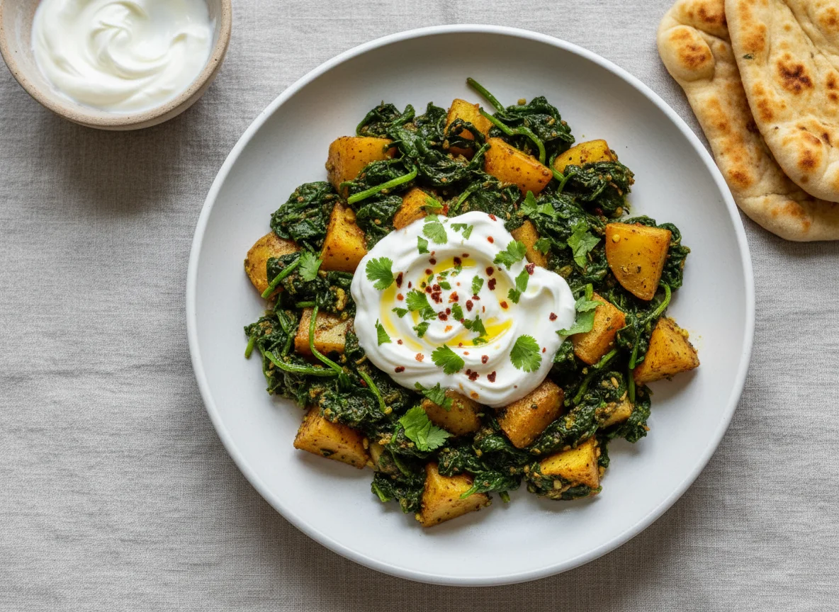 Aloo Palak with Yogurt photo