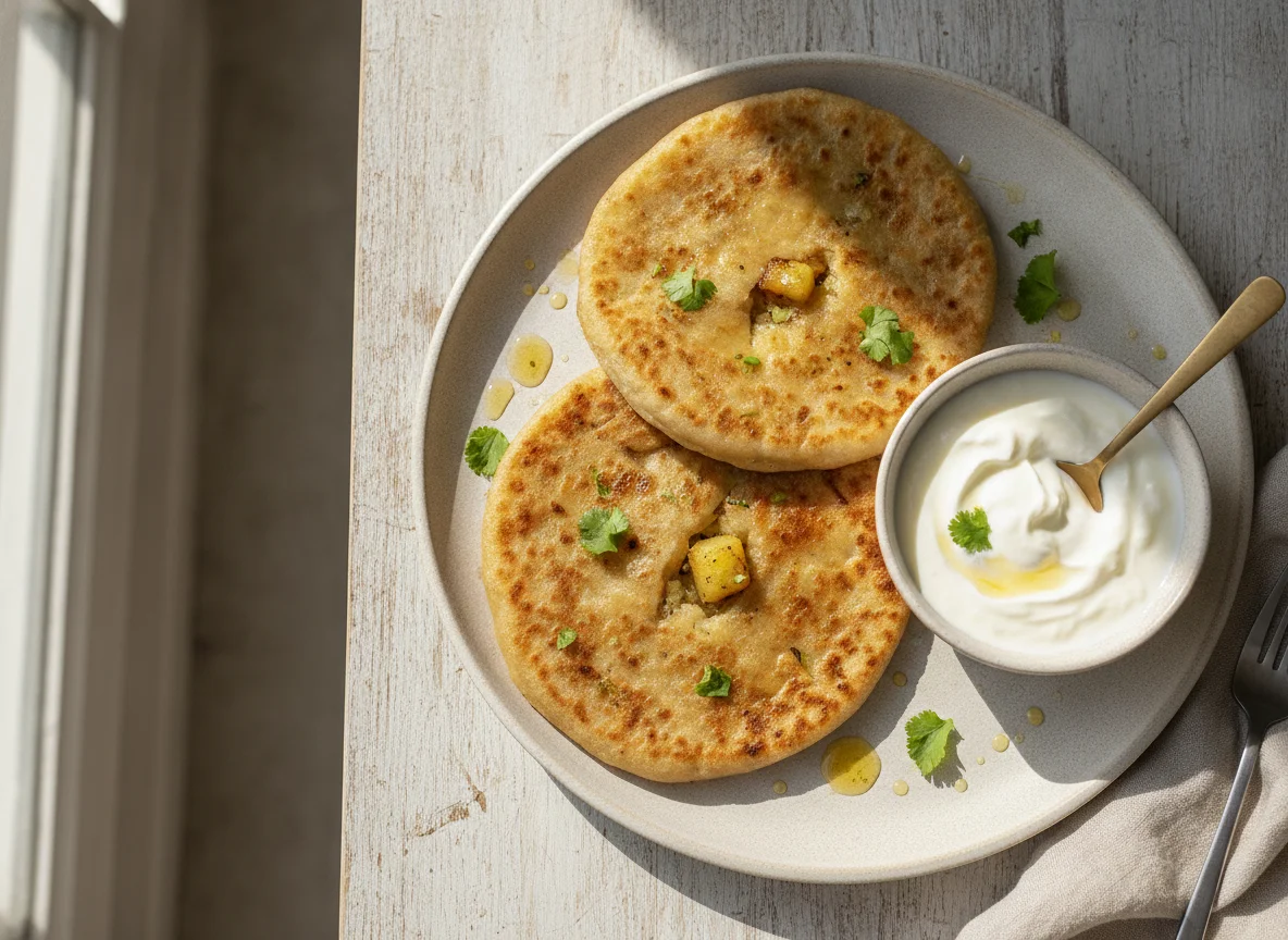 Aloo Paratha with Yogurt photo