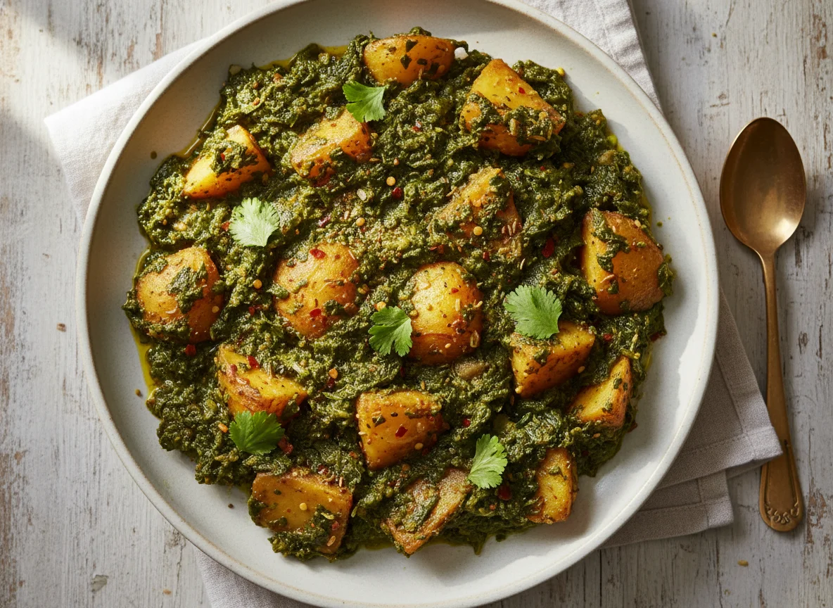 Aloo Saag (Potato and Greens Curry) photo