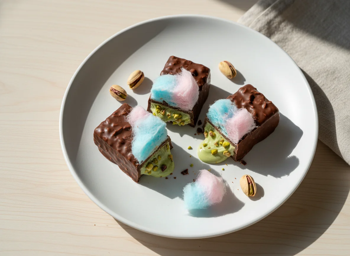 Angel Hair Chocolate Bar with Turkish Cotton and Pistachio Filling photo