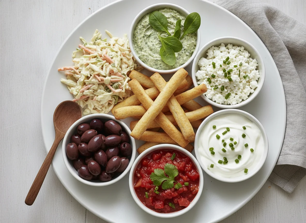 Antipasti Platter with Breadsticks and Dips photo