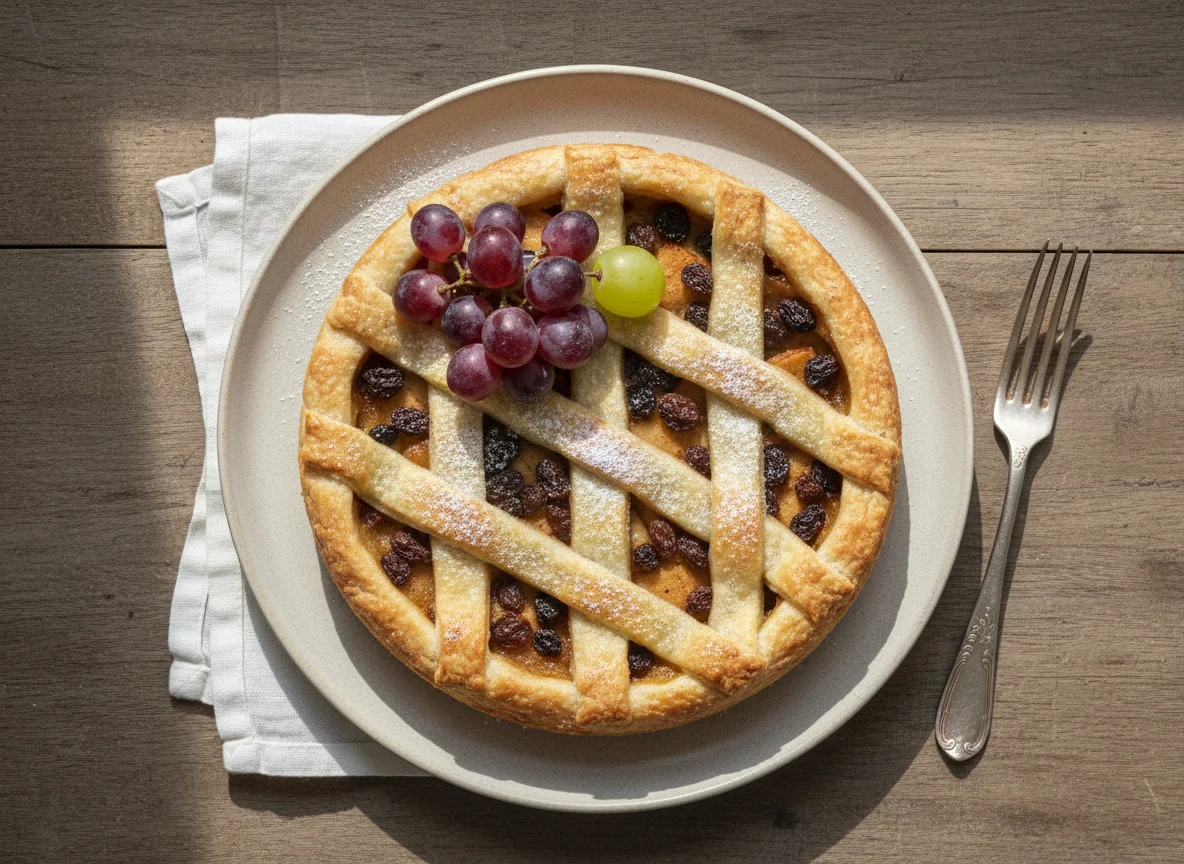 Apple and Raisin Tart with Grape photo