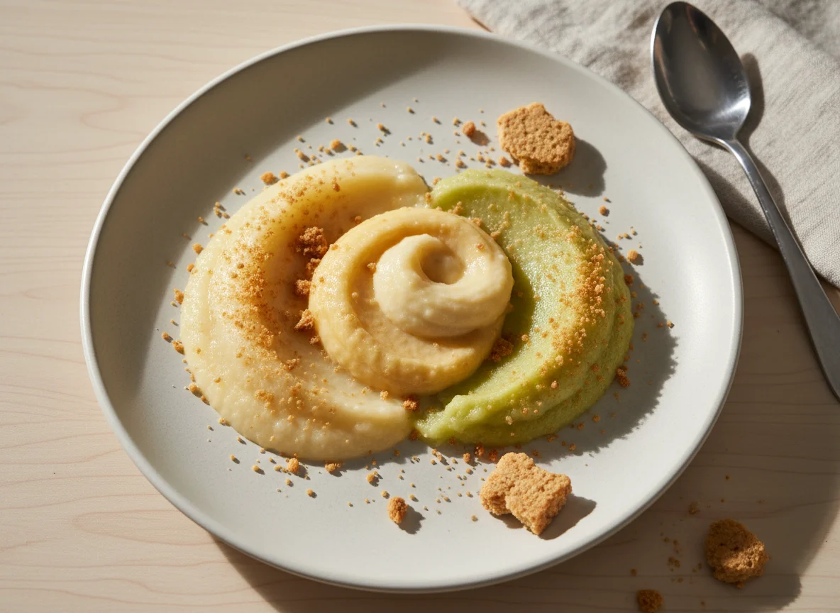 Apple, Banana, Pear Puree with Cookies photo