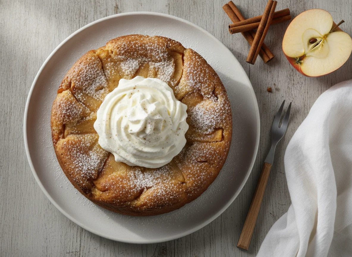 Apple Cake with Whipped Cream photo