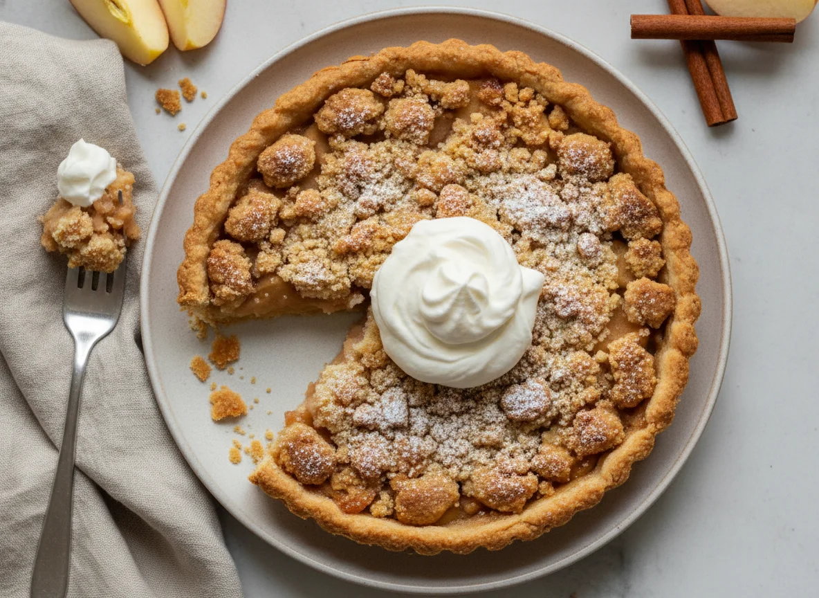 Apple Crumble Tart with Whipped Cream photo