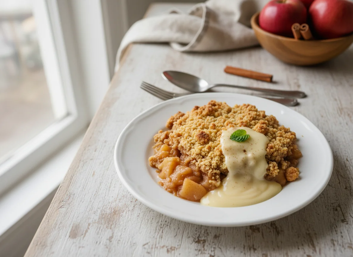 Apple Crumble with Custard photo