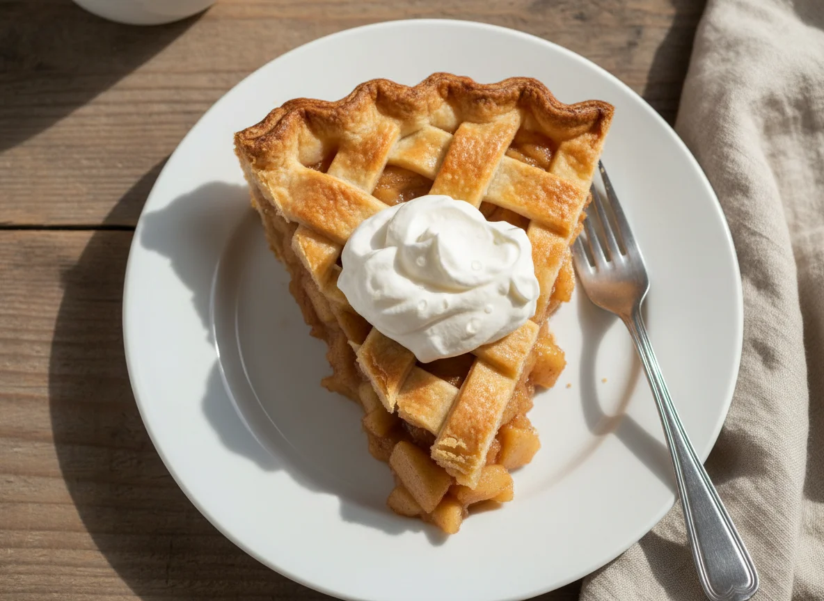 Apple Pie Slice with Whipped Cream photo