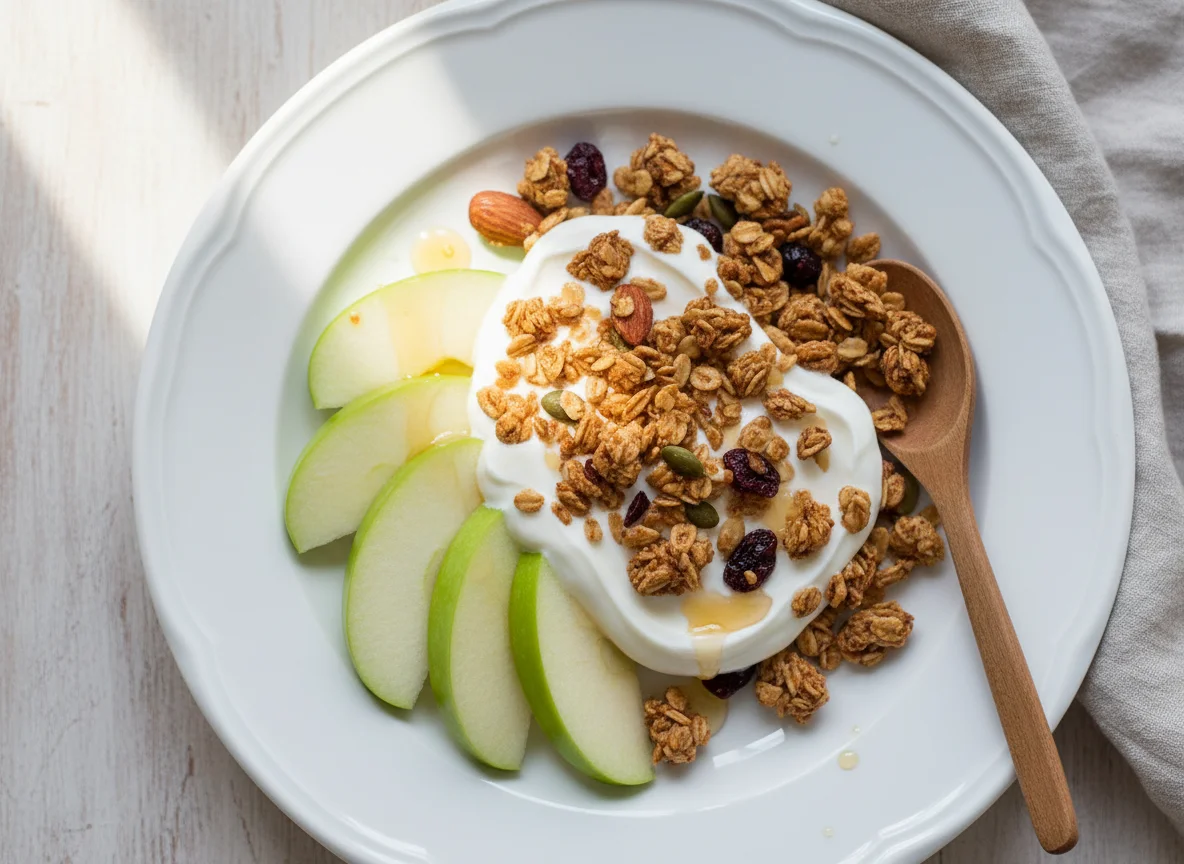 Apple Slices with Yogurt and Granola photo