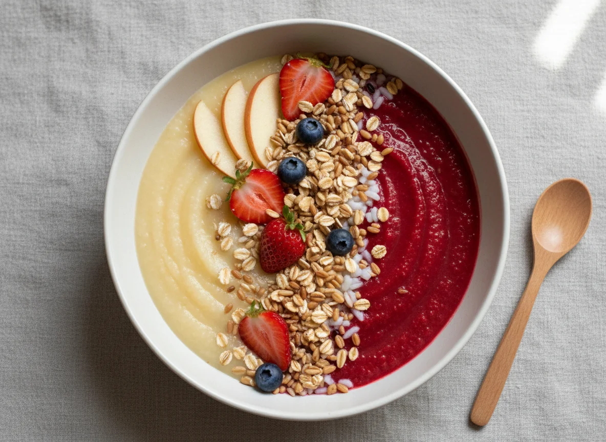 Apple, Strawberry and Grains Puree photo