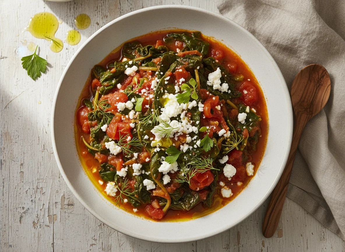 Aromatic Greens "Yachni" with Feta photo
