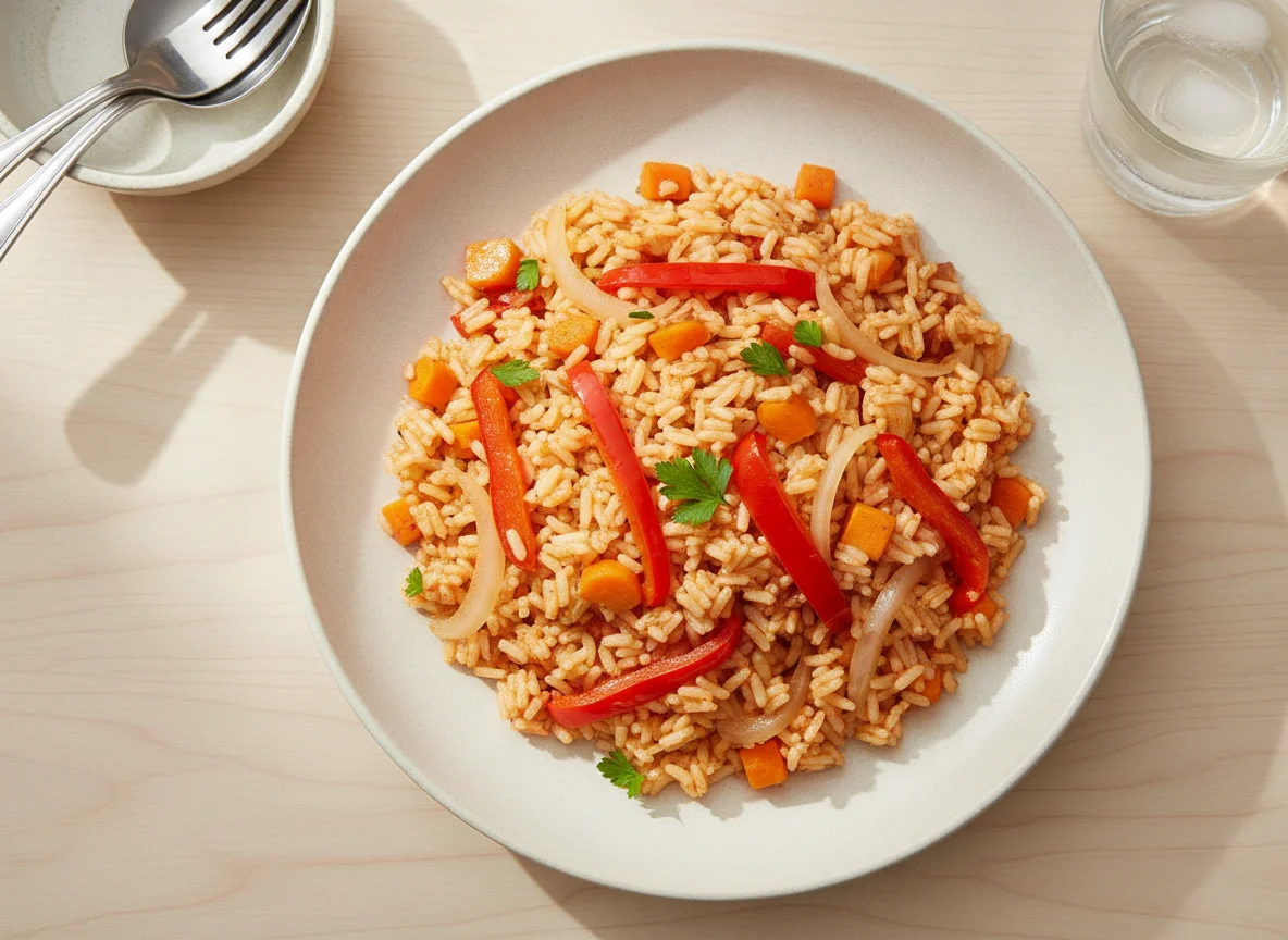 Arroz arreglado with vegetables photo