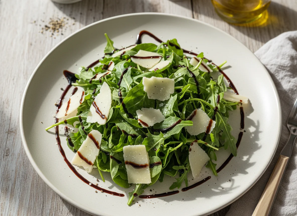 Arugula Salad with Parmesan and Balsamic Glaze photo
