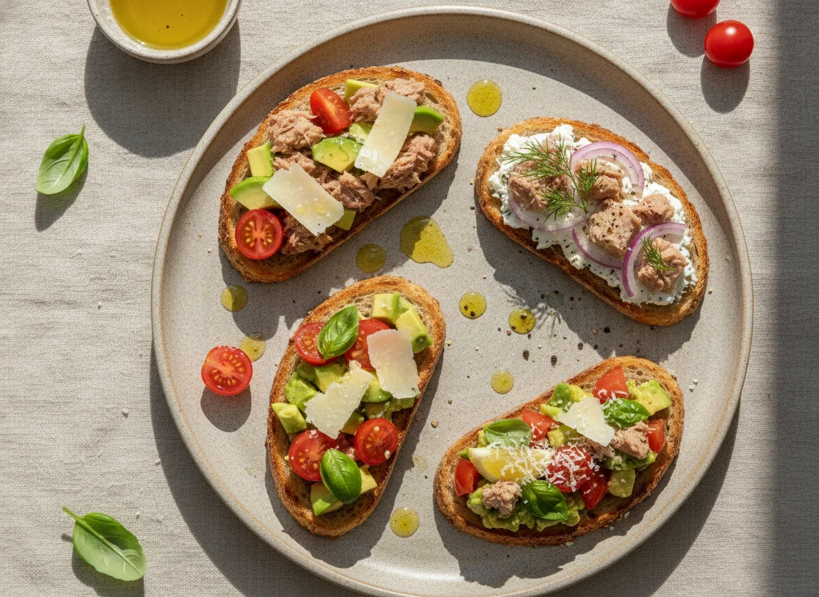 Assorted Bruschettas with Tuna and Avocado photo