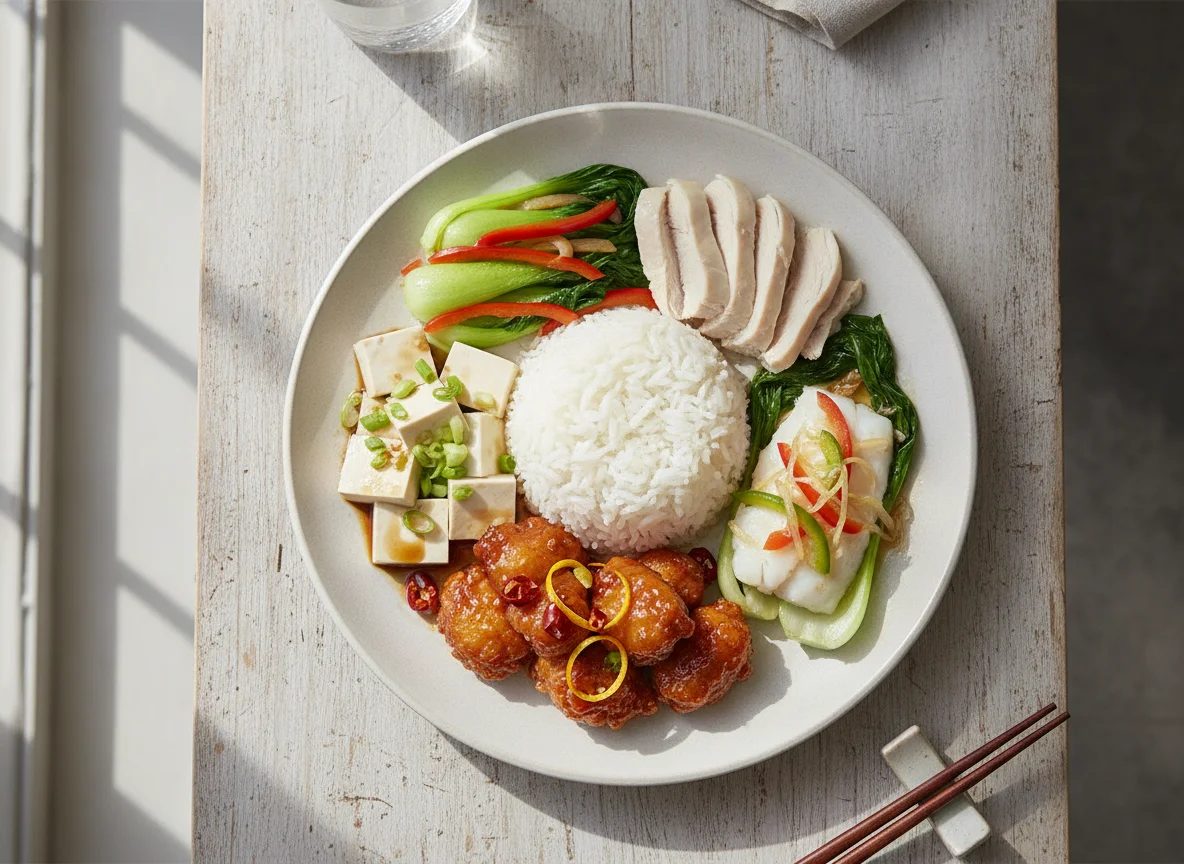 Assorted Chinese Buffet Plate photo