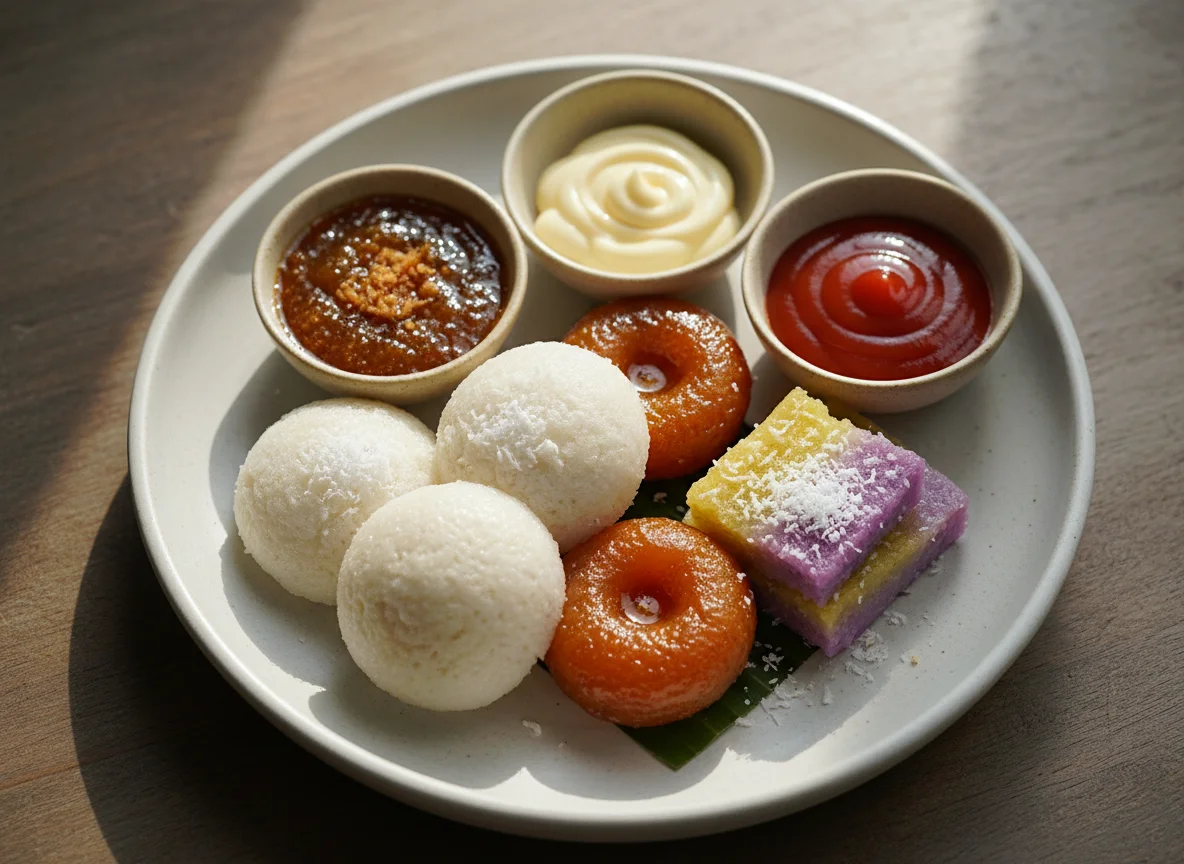 Assorted Filipino Kakanin and Sauces photo