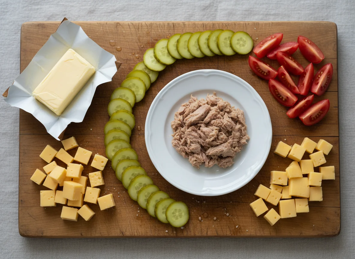 Assorted ingredients on a cutting board photo