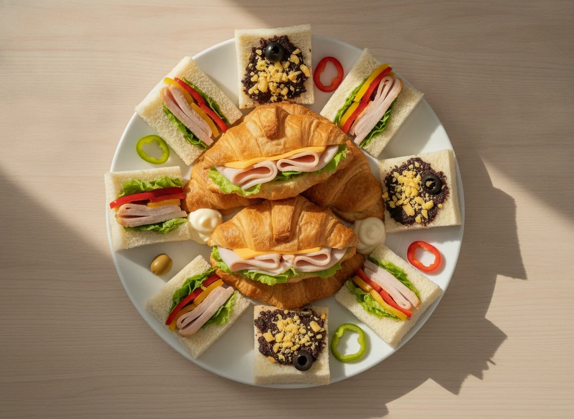 Assorted Mini Sandwiches and Croissants photo