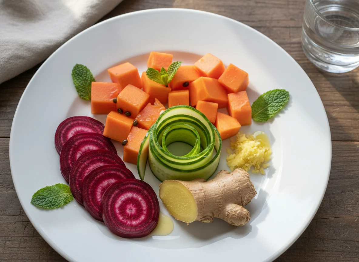Assorted Raw Vegetables and Fruit photo