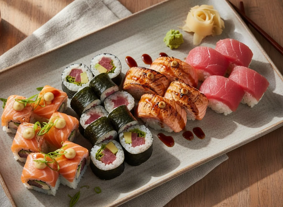 Assorted Salmon and Tuna Sushi Platter photo