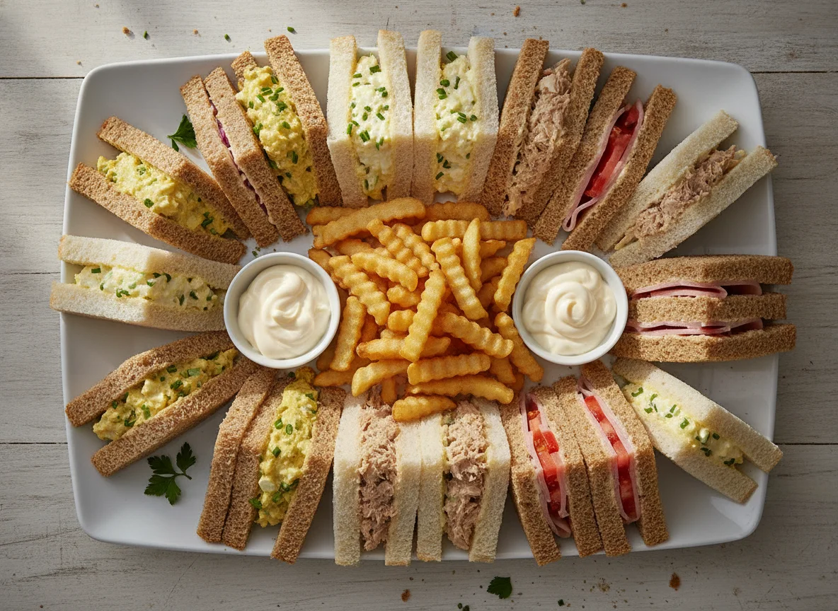 Assorted sandwich platter with chips photo